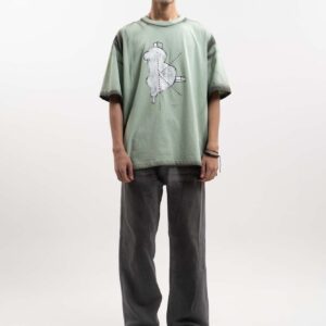 Unisex Grey Straight-Fit Jeans with Spray Paint Effect