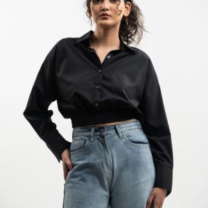 Silk Button-down Crop top | BLK Vogue