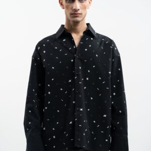 Scattered Text Button-down | BLK Vogue