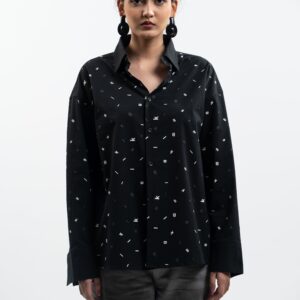 Scattered Text Button-down | BLK Vogue